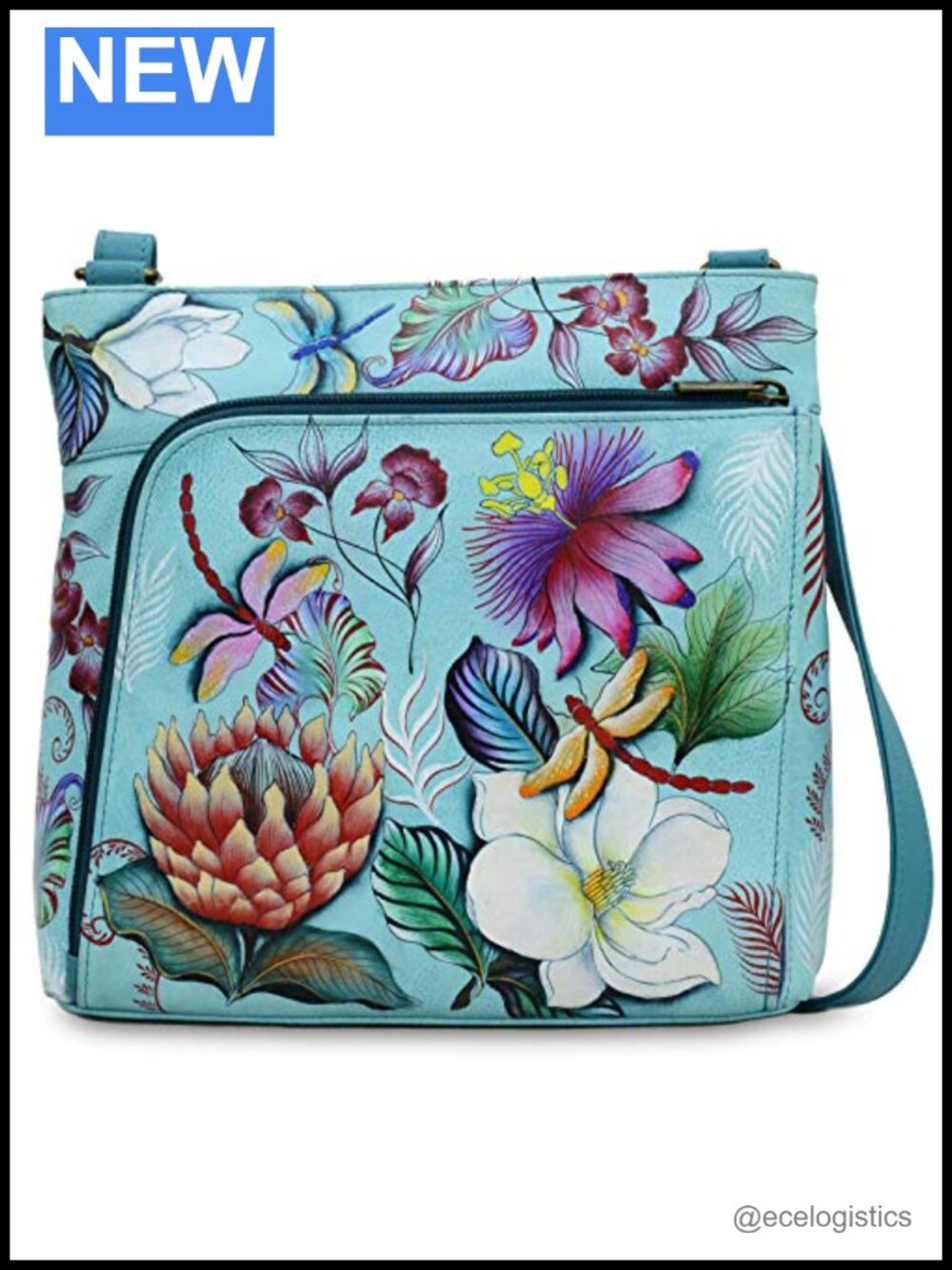Hand-Painted Genuine Leather Crossbody with RFID Protection